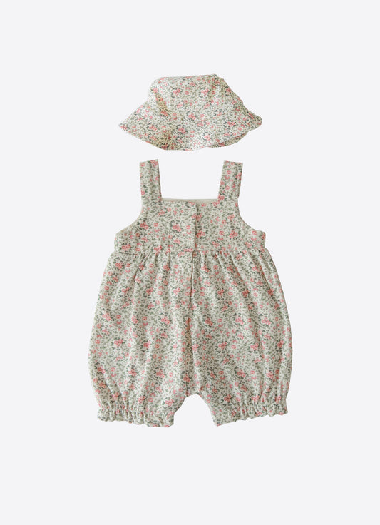 Organic Tea Time Dungarees With Hat - S56248