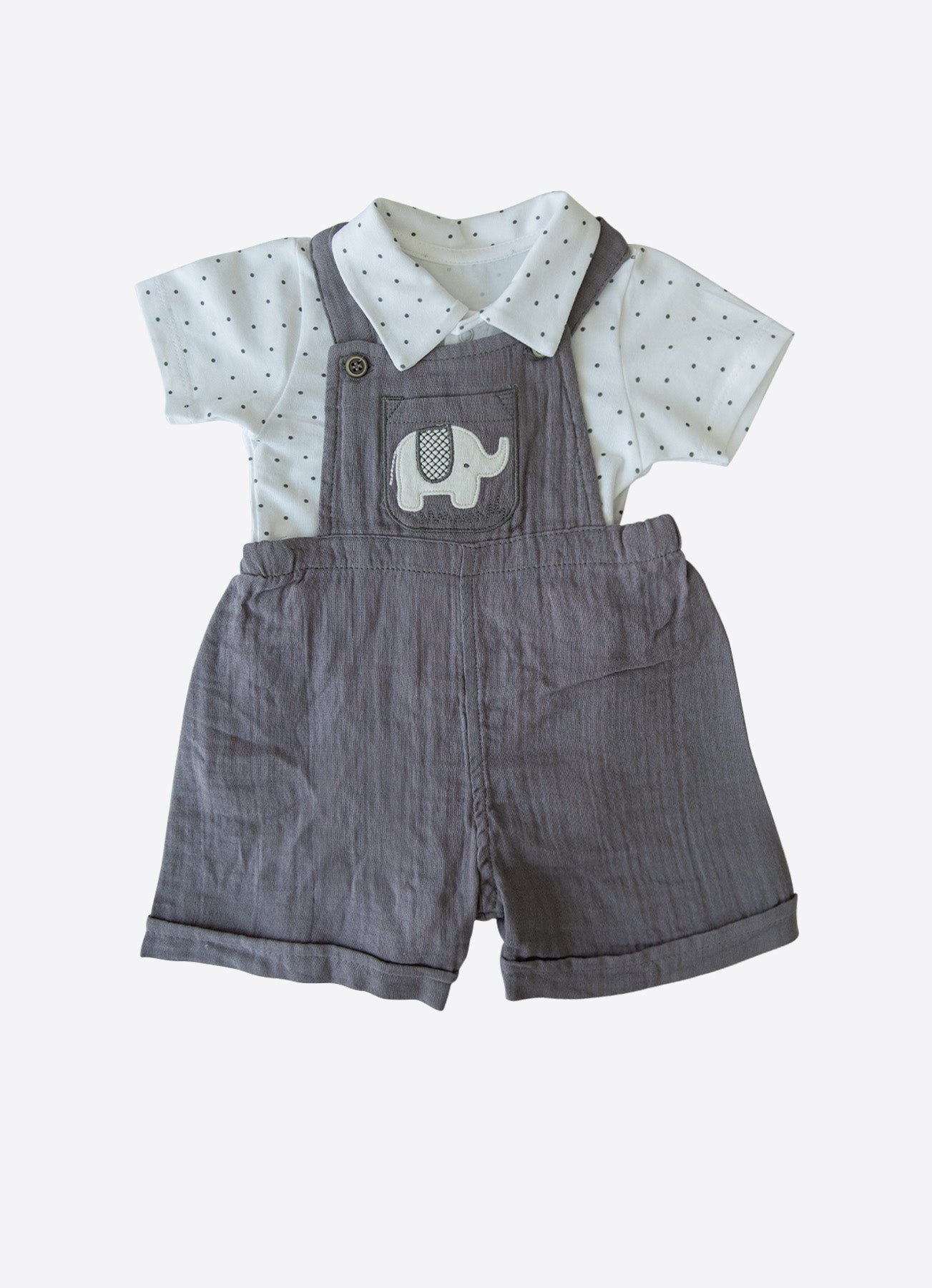Organic Elephant 2-Piece Dungarees Set - S60219