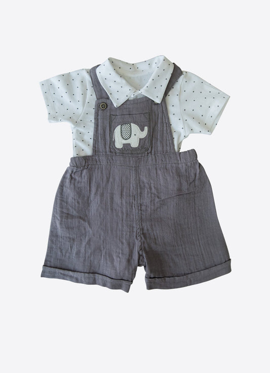 Organic Elephant 2-Piece Dungarees Set - S60219