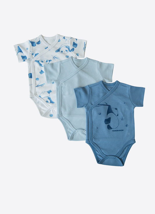 Organic Panda Mood Premature Wrapover Bodysuit 3-Pack - S60205