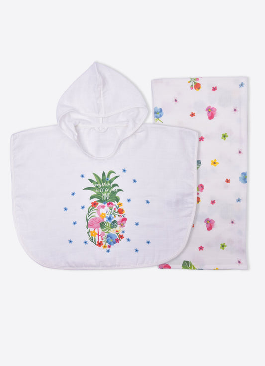 S26378 - Organic Muslin Blanket & Poncho Bathrobe Set