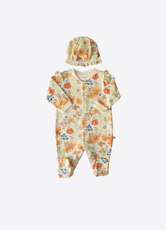 Organic Bloom Jumpsuit With Hat - S43019