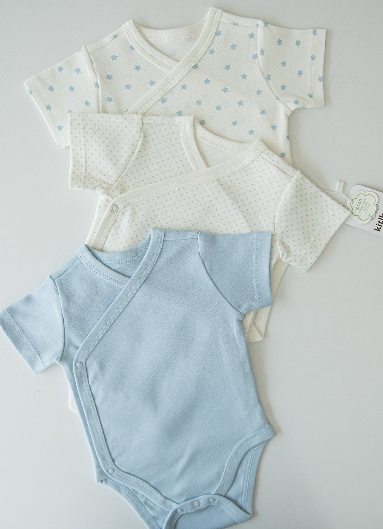 Organic New Dreams Wrapover Short Sleeve Bodysuits 3-Pack - S30330