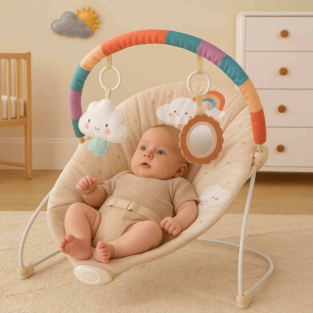 Jumini Baby Bouncer Chair with Vibration & Music - Safety Tested for 0m+