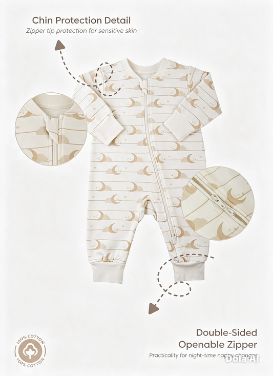 S61092 - Organic Uni Moon Zipped Sleepsuit