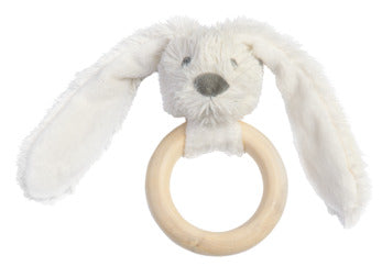 White Richie Rabbit Wooden Teething Ring