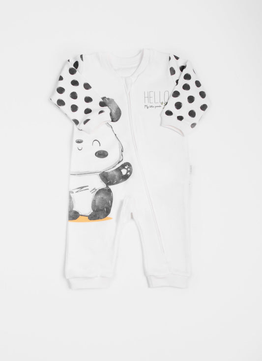 Organic Panda Zip-Up Jumpsuit - S14610