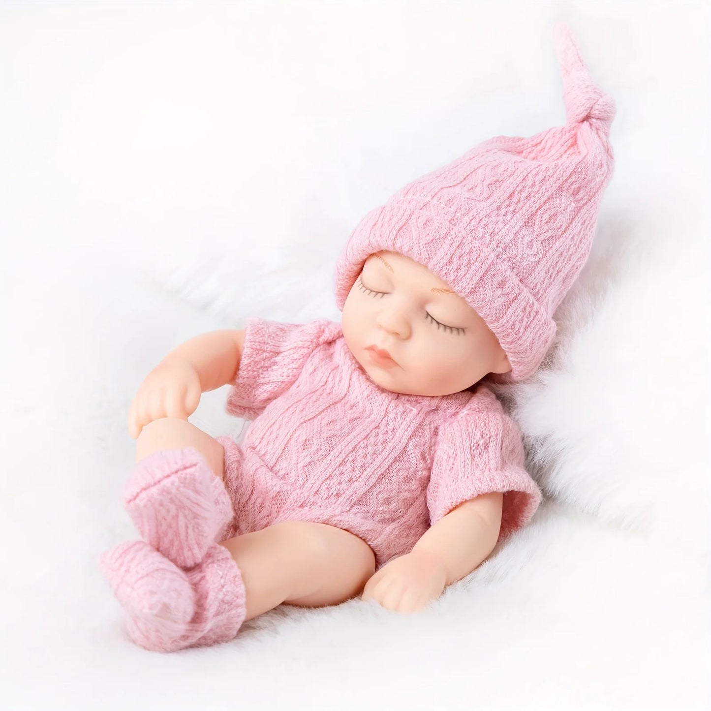 Mini 7 Inch Reborn Doll Sleeping Baby Doll 19cm Pink