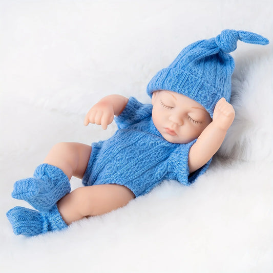 Mini 7 Inch Reborn Doll Sleeping Baby Doll 19cm Blue