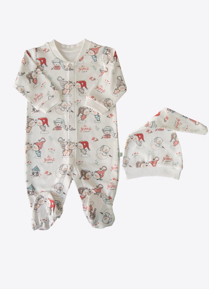 Organic New Year Gnome Jumpsuit & Hat - S18550