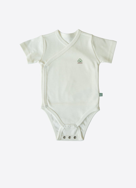 Organic New Basic Extendable Short Sleeve Wrapover Bodysuit - S40155
