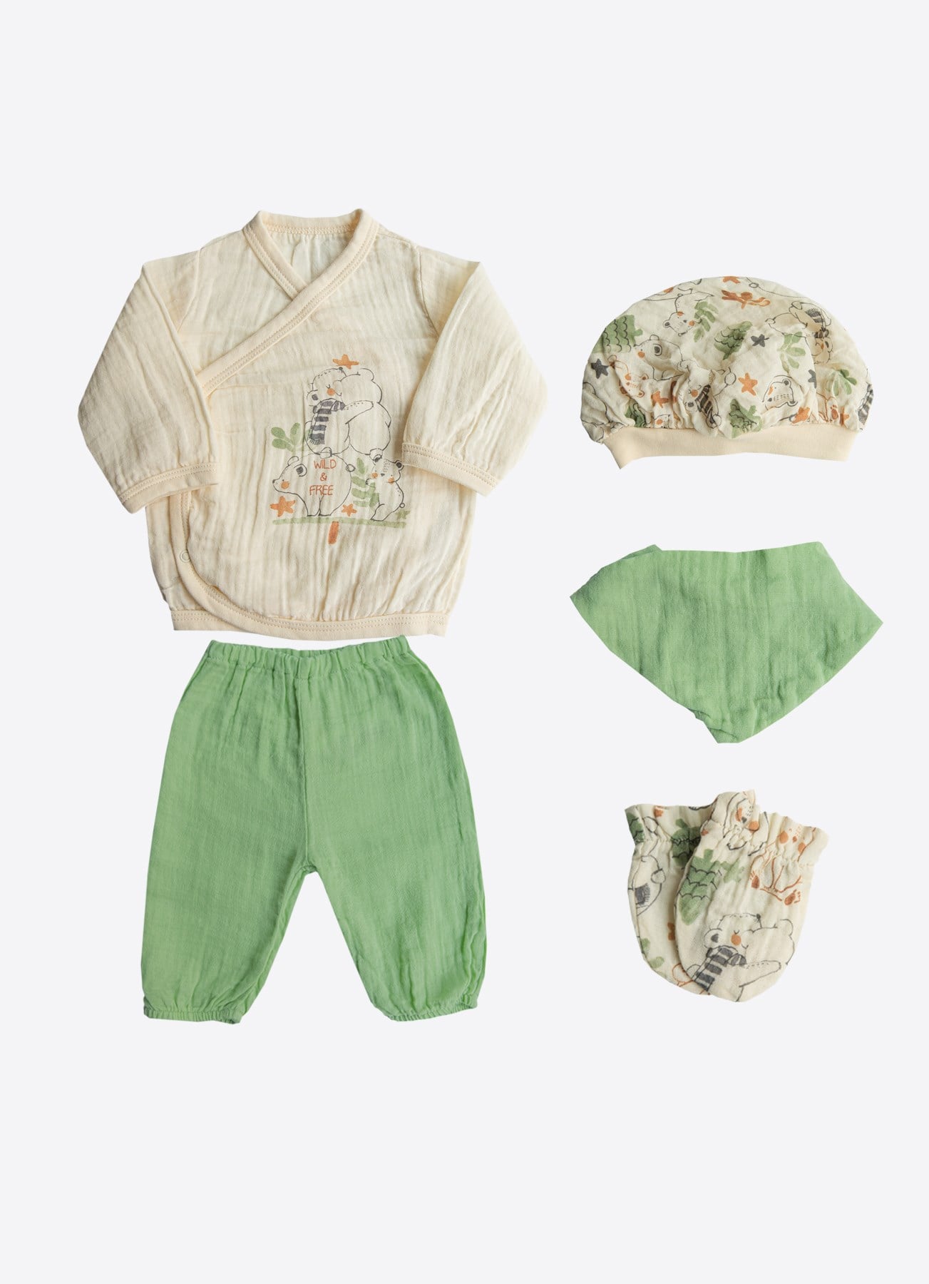 Organic Big Bear Muslin 5-Piece Newborn Set - S60770