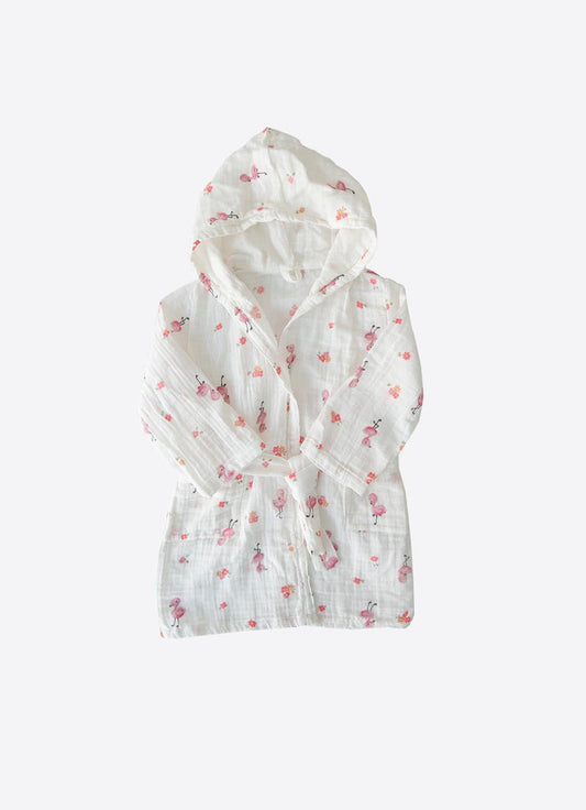 Organic Flamingo Girl Muslin Bathrobe - S60184