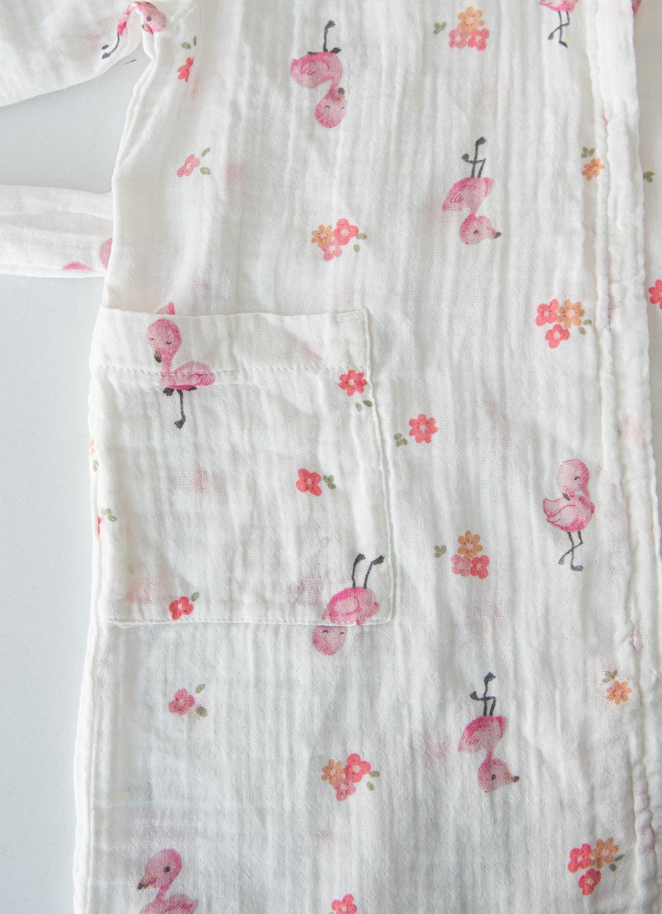 Organic Flamingo Girl Muslin Bathrobe - S60184