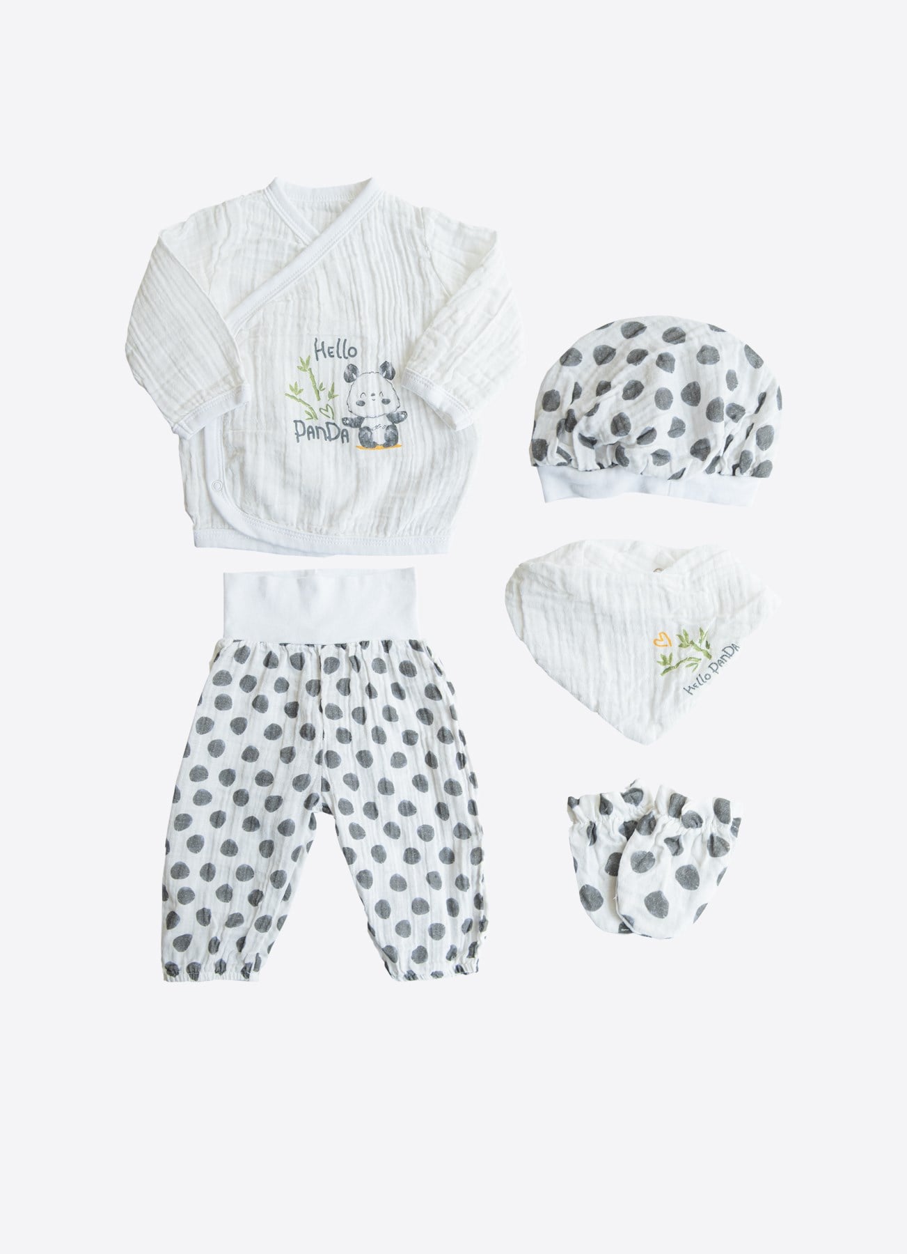 Organic Panda Muslin 5-Piece Newborn Set - S60137