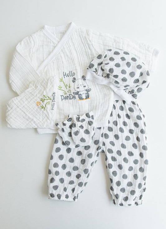 Organic Panda Muslin 5-Piece Newborn Set - S60137