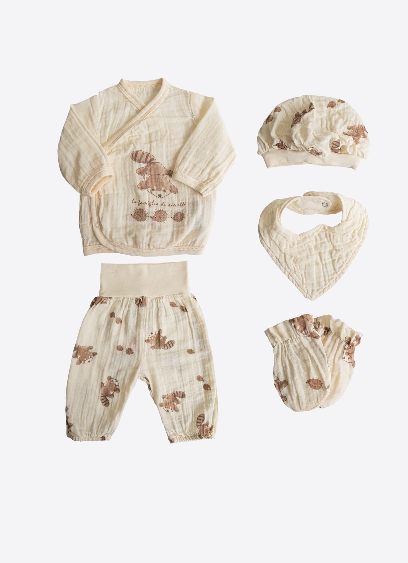 Organic Racoon Muslin 5-Piece Newborn Set - S60771