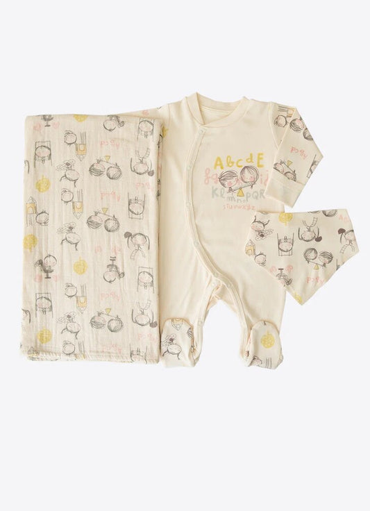 Organic In The Park Jumpsuit & Blanket & Bib Set - S03181